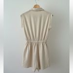 Gilly Hicks  Oatmeal Beige Button Front Shorts Romper with Cinched Waist Photo 2