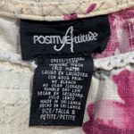 Vintage 90s Maxi Dress Cream Linen Purple Floral Script Print Sleeveless Lace Size undefined Photo 9