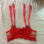 For Love & Lemons  Rosa Lace Heart Bra and Garter Belt, Red, Small Photo 3