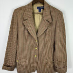 Charter Club  Blazer Womens 14 Brown Houndstooth Preppy Academia Quiet Luxury Photo 0