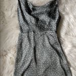 Lulus LULU’S SPOT IN MY HEART GREY POLKA DOT SILK COWL NECK MINK DRESS Photo 3