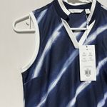 Lady Hagen Golf Top Women's XS Navy Blue Shibori Striped Split Neck Sleeveless Photo 3