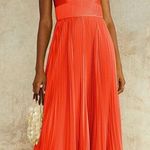 Amur Krisley Spicy Coral‎ Pleated Cocktail Midi Dress Size 4 NWT Orange Photo 0