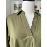 Joan Rivers  Ivy Moss Green Split Neck Collar Long Sleeve Popover Shirt S Photo 1
