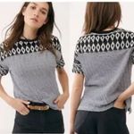 Free People  shirt we the free black white striped abstract xs geo shirt stretch Photo 1