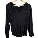 LA Made Womens Top Black Vneck Long Sleeve Oversized Banded Waist Extra Small Photo 0