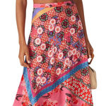 Pinko‎ Skirt Womens 2 Pink Bibidi Gonna Pink Printed Crepe Patchwork Floral Photo 0