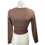 Aritzia  Babaton Women's Brown Plunge V-neck Long Sleeve Slim Crop Blouse Top M Photo 1