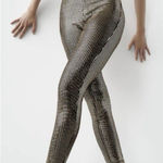 ZARA Nwot METALLIC MIRRORED SEQUIN LEGGINGS GOLD SHINY Size XS Photo 0