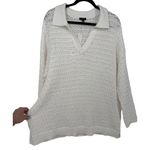 Talbots NWT  Open Stitch‎ Johnny Collar Pullover Crochet Knit Sweater White Sz 2X Photo 8