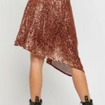 Free People Last Dance Asymmetrical Bronze Rust Sequin Skirt Size Small NWT Photo 2