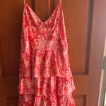 Amazon  Vibrant Pink Floral Tiered Midi Dress Photo 5