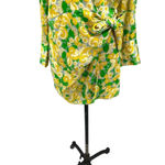 ZARA ‎ Green Yellow Floral Print Satin Wrap Mini Dress Size Medium Photo 6