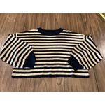 Beach Riot Ava Pullover Stripes Cropped Metallic Gold Acrylic lounge Sweater XL Photo 2