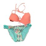Victoria's Secret  & Zumiez Trillium Peach, Aqua Floral Bikini WORN ONCE Photo 8