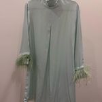 SLEEPER Party Shirt Dress w/Ostrich Feathers Mint Green Size XS NWT Satin Mini Photo 9