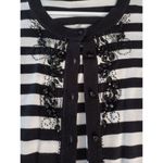 Talbots  Women Sweater S Black White Striped Button Up Cardigan Embellished Beads Photo 2