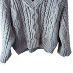 Maeve Anthropologie Wide Sleeve Chunky top Cable Knit Sweater Size XS Gray Photo 2