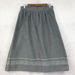 VTG Claude Womens Wool Blend Skirt Small Embroidered Hem Cottage Academia Modest Gray Photo 0