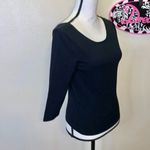 Ann Taylor  black silk nylon scoop back dress shirt Photo 1