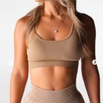 NVGTN 380  Ribbed Sports Bra in Brown Beige Small Athleisure Photo 0