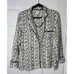 Kate Spade Black Bow Print White Pajama Top Dream A Little Sleep Shirt Size L Photo 4