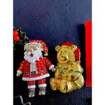 Costume Jewelry Christmas Brooches & 2 Button Covers Lot Vintage To Modern Gold Photo 3