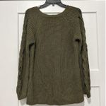 Lucky Brand Sweater Size Medium Green Crew Neck Sleeve Cut Out Detail Pullover Photo 6