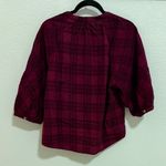 Nation Ltd May Puff Sleeve Top Party Plaid Flannel Berry Red Size XL Extra Large Photo 8