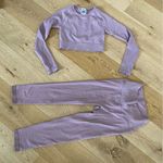 Lilia’s Active Ribbed Seamless Crop Top with Matching Leggings in Dusty Pink Photo 0