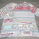 Chico's Sz 3 Scoop V-Neck 3/4 Sleeve Colorful Paisely Office Church Comfy Mature Photo 4