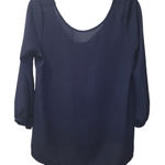 Necessary Clothing  Bow Back Blouse Long Sleeve‎ Party Top Navy Size S Photo 0