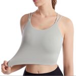 Strappy Longline Padded Crop Tank Workout Sports Bra Jasmine Green Small Photo 8
