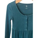 SO  Sweater Dress Women's Size XS Dark Green Scoop Neck Long Sleeve Waffle Knit Photo 1