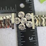 Boutique Glam Silver with Rhinstone Flower Choker Necklace with Earrings Set Photo 6