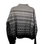 Joie  Gray Black Mock Turtleneck Fair Isle Geometric Knit Pullover Sweater Sz XL Photo 4