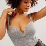 Free People  Silver Glitter Bodysuit Photo 0