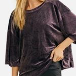 Free People  - NWT -Valerie Navy Velvet Short Sleeve Tee- Sz Medium Photo 0