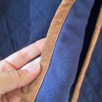 Vineyard Vines Sz XL Blue Quilted Jacket Brown Leather Trimmed Pockets Photo 5