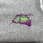 Fruit of the Loom Gray Crewneck Pullover‎ Sweatshirt Butterfly Embroidery Medium Photo 1