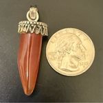 Handcrafted 925 Sterling Silver Natural Stone Carnelian Point Pendant 8.5g. Brown Photo 3