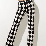 Motel Rocks Zoven Harlequin Black & White Flare Trousers Photo 3