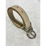 Womens Beige Belt with Triple Ring Buckle Fashion Accessory Tan Photo 4