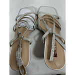 Womans NWOT Idifu Strappy Formal Sandals Silver 8.5 Heel Slingback Square Toe Photo 5