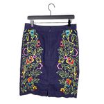 Moulinette Soeurs Anthropologie Clematis Skirt Floral Embroidered Linen Size 6 Photo 3