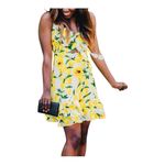 Boohoo Lemon Print Mini Dress Cutout Tie Front Ruffle Hem Summer Women Size 6 Photo 10