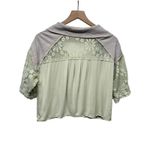 POL  Boho Oversized‎ Top Boxy Floral Lace Women Sz M Green Lagenlook Photo 1