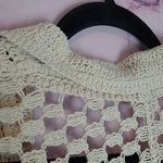 Solitaire  CREAM TEXTURED OPEN CROCHET BUTTON FRONT CARDIGAN LAYERING TOP MEDIUM Photo 7