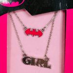 Jacmel Batman Batgirl Logo Girl Double Layer Necklace Silver Tone Red Photo 2