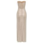 Meshki  Strapless Rose Diamante Maxi Dress Nude Photo 5